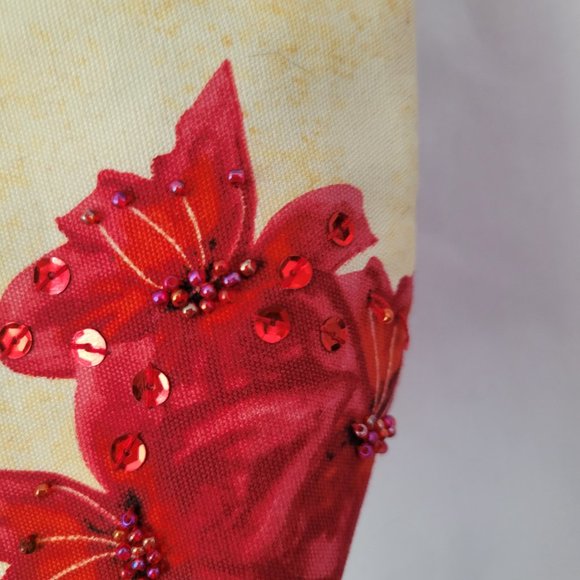 Beaded Art Purse Handbag Satchel Tropical Floral double handle Vintage Art Deco - Picture 9 of 14